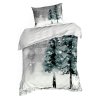 84879 2 vianocne satenove postelne obliecky forest 140x200 cm 1x70x80 cm