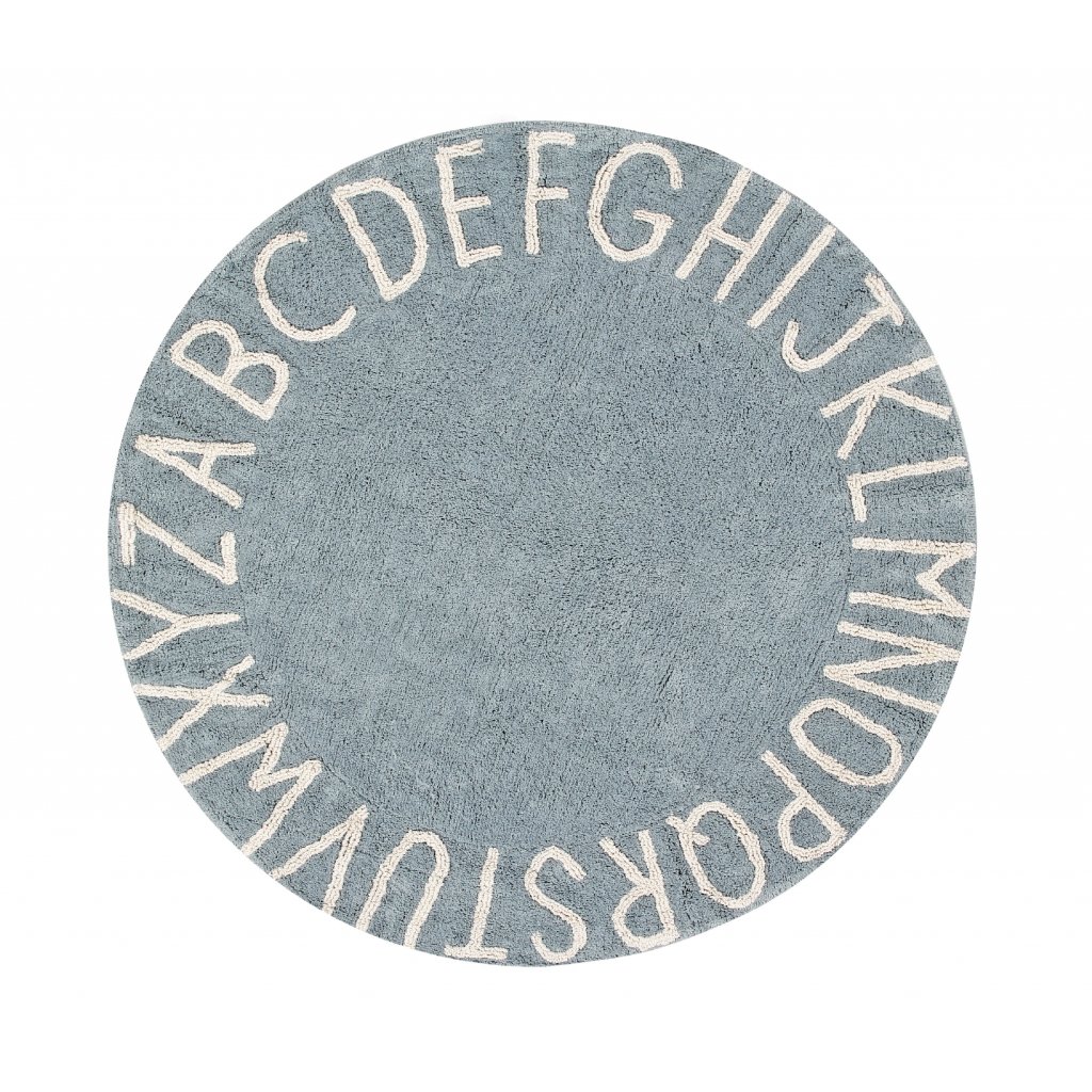 Ručne tkaný kusový koberec Round ABC Vintage Blue-Natural Rozmery koberca: 150x150 kruh