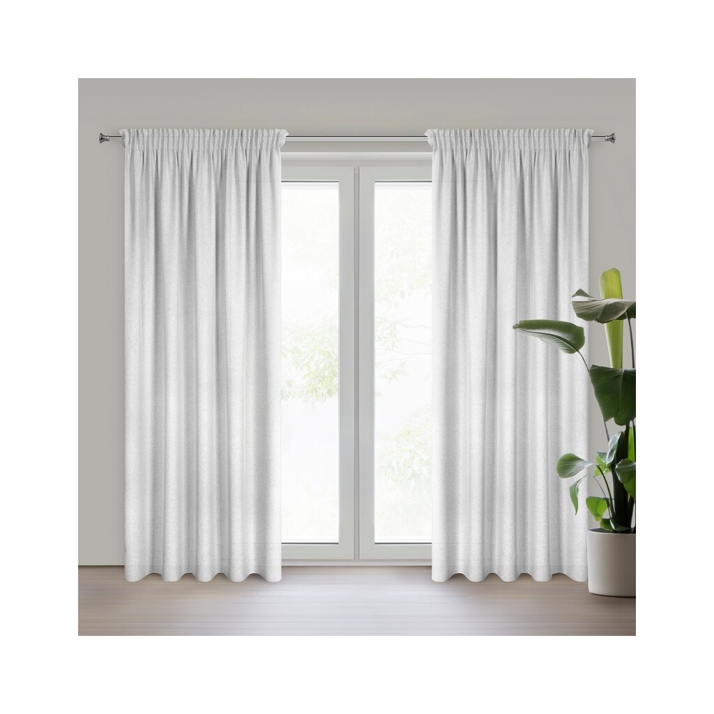 Strieborný záves v eko štýle na páske ERIS 140x270 cm