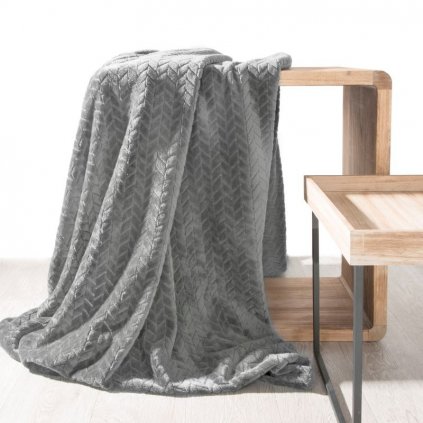 Hebká sivá deka CINDY s reliéfnym vzorom 170x210 cm