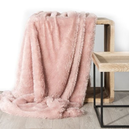 Mäkká huňatá ružová deka TIFFANY 150x200 cm