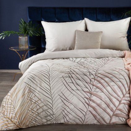 Béžové posteľné obliečky REIN05 z vysoko kvalitného bavlneného saténu 140x200 cm, 70x90 cm