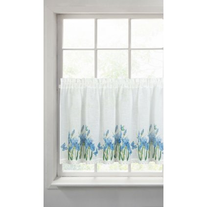 Biela záclona  ALA s potlačou kvetov 150x30 cm