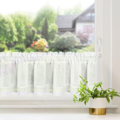 33495 kremova zaclona na paske doris s cipkou 150x30 cm