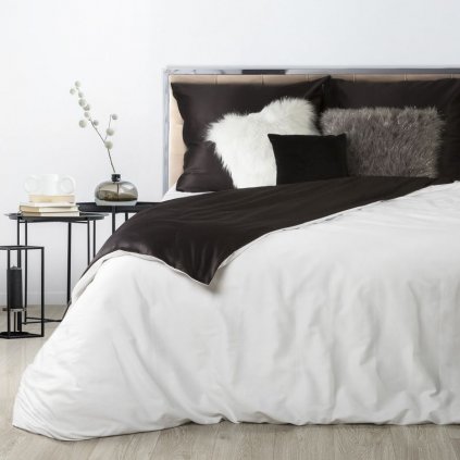 Bielo čierne posteľné obliečky NOVA z bavlneného saténu 140x200 cm, 70x80 cm/x1