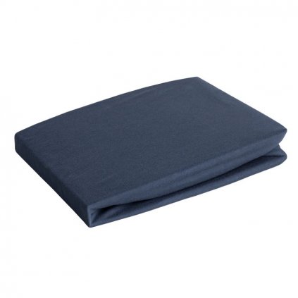Námornícky modrá bavlnená jersey posteľná plachta 140x200+30 cm