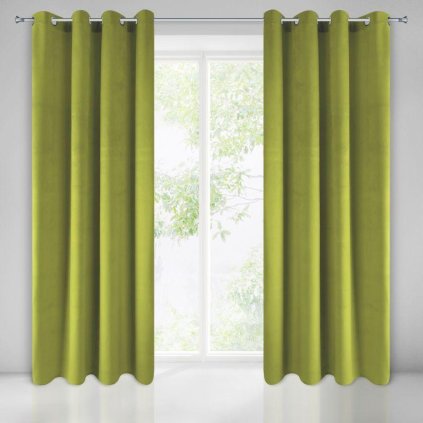 5052 olivovy zamatovy zaves na kruzkoch pierre 140x250 cm