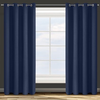 Tmavomodrý blackout záves na krúžkoch PARISA 135x250 cm