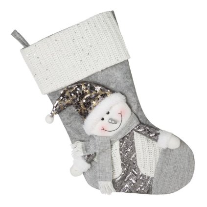Vianočná ponožka KEVIN s 3D snehuliakom 50x25 cm