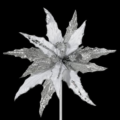 Biely vianočný kvet na stromček 32 cm - sada 6 ks