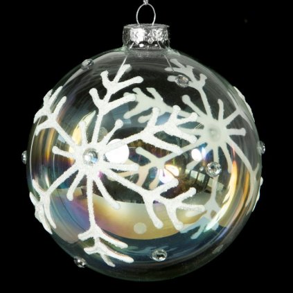 Biela sklenená vianočná guľa 10 cm - sada 4 ks