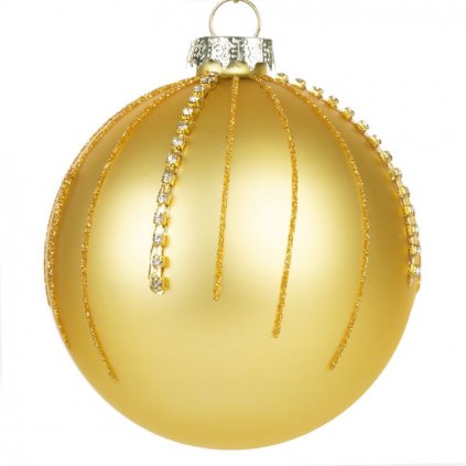 Zlatá sklenená vianočná guľa 10 cm - sada 4 ks
