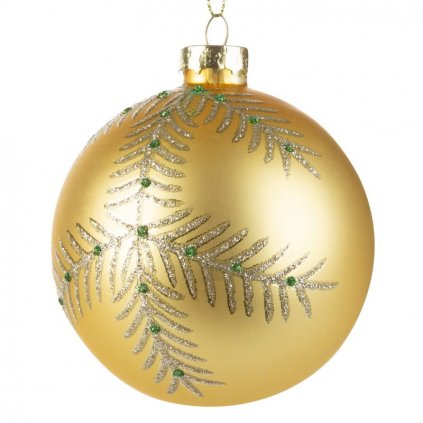 Zlatá sklenená vianočná guľa 8 cm - sada 4 ks