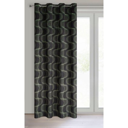 61281 cierny zaves na kruzkoch pola s potlacou 140x250 cm