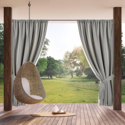 62563 nepremokavy strieborny zaves na terasu garden 155x200 cm