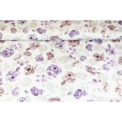 dekoracna latka bavlna panama fialove kvety sirka 140 cm (1)
