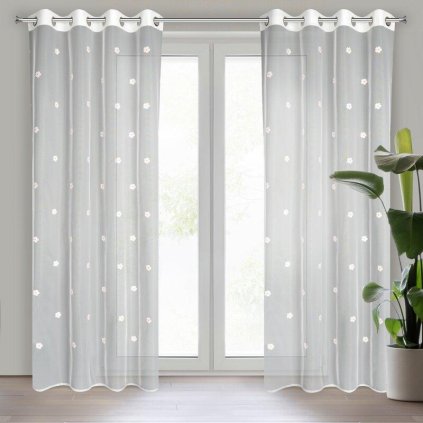 62668 biela zaclona s ruzovymi kvietkami selin 140x250 cm