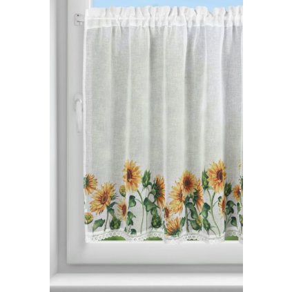 Vitrážková záclona GERDA s kvetmi slnečnice 150x90 cm