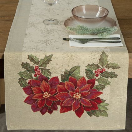 Vianočný gobelínový behúň na stôl s tkaným vzorom 50x110 cm