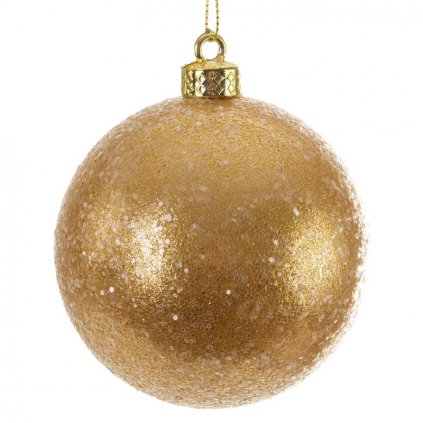 Zlatá plastová vianočná guľa 8 cm - sada 4 ks