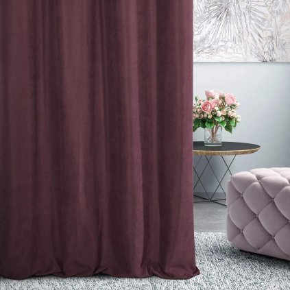 70038 vinovo cerveny zaves adore z makkej latky s velurovou strukturou