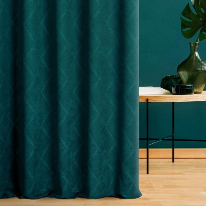 70101 petrolejovy zaves adore1 z makkej latky s geometrickym vzorom