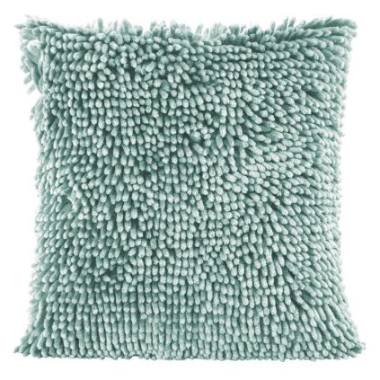7224 mentolova dekoracna obliecka na vankus shaggy 40x40 cm