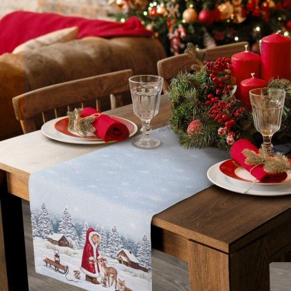73800 vianocny gobelinovy behun na stol s tkanym vzorom 45x140 cm