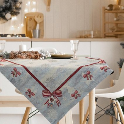 73932 vianocny gobelinovy obrus na stol s tkanym vzorom 100x100 cm