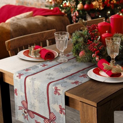 73935 vianocny gobelinovy behun na stol s tkanym vzorom 40x100 cm