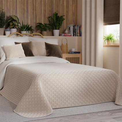 75501 kremovy zamatovy prehoz na postel velvi 220x240 cm
