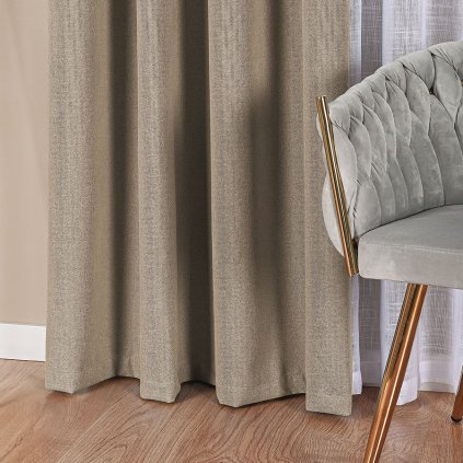 Svetlobéžový 100% zatemňovací záves na krúžkoch DORIAN 140x250 cm