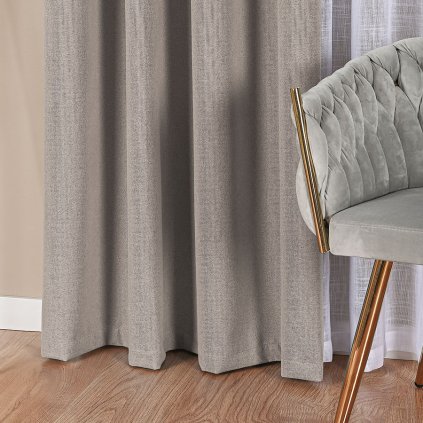 Teplý sivý 100% zatemňovací záves na krúžkoch DORIAN 140x230 cm