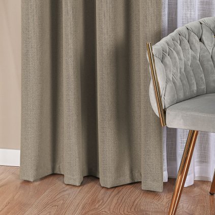Sivobéžový 100% zatemňovací záves na krúžkoch DORIAN 140x230 cm