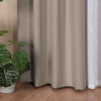 Svetlobéžový 100% zatemňovací záves na páske DORIAN 140x250 cm