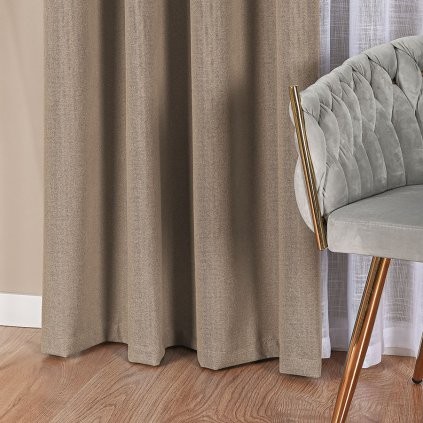 Béžový 100% zatemňovací záves na krúžkoch DORIAN 140x230 cm