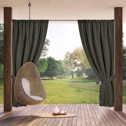 Nepremokavý sivý záves na terasu GARDEN 155x200 cm
