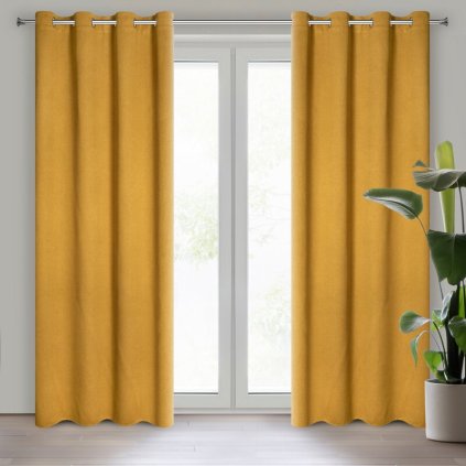 Oranžový zatemňovací záves so štrukturovaným vzorom AMARO na krúžkoch 135x250 cm