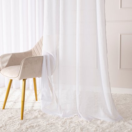 Biela priesvitná záclona s jemnou sieťovinou CELESTE na krúžkoch 140×250 cm