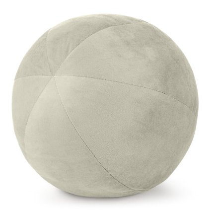Krémový dekoratívny zamatový vankúš v tvare gule GAJA4 priemer 24 cm