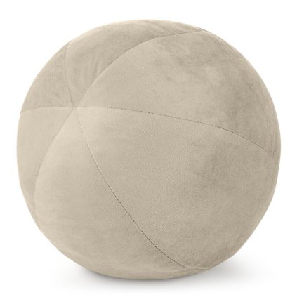 Svetlobéžový dekoratívny zamatový vankúš v tvare gule GAJA4 priemer 24 cm