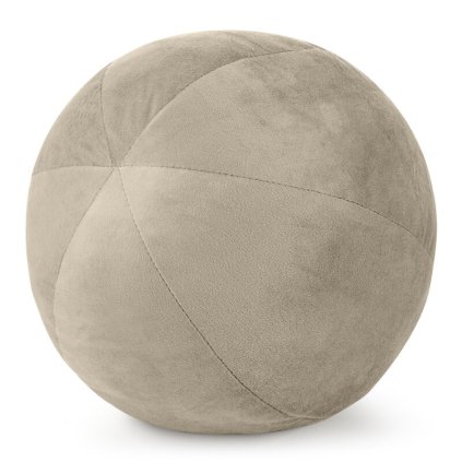 Béžový dekoratívny zamatový vankúš v tvare gule GAJA4 priemer 24 cm