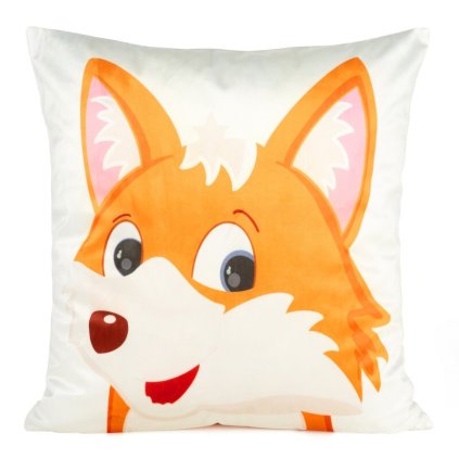 Biela detská zamatová obliečka na vankúš dizajn 04 KIDS 45x45 cm