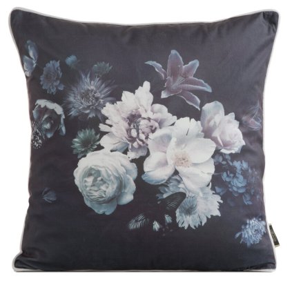 Čierna zamatová obliečka na vankúš s dizajnérskou potlačou dizajn 02 VELVET 45x45 cm