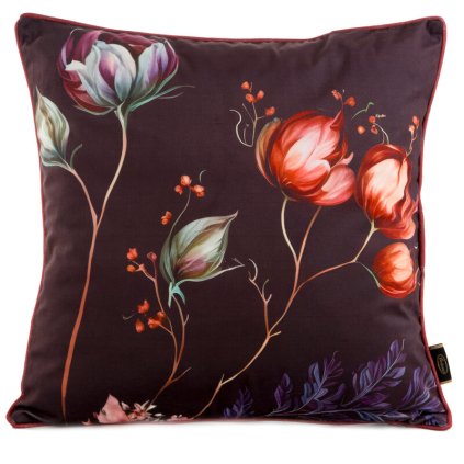 Oranžová zamatová obliečka na vankúš s dizajnérskou potlačou VELVET 45x45 cm