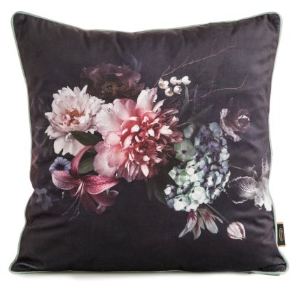 Čierna zamatová obliečka na vankúš s dizajnérskou potlačou dizajn 03 VELVET 45x45 cm