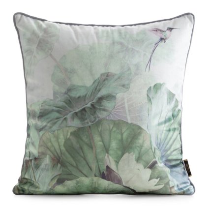 Zelená zamatová obliečka na vankúš s dizajnérskou potlačou dizajn 01 VELVET 45x45 cm