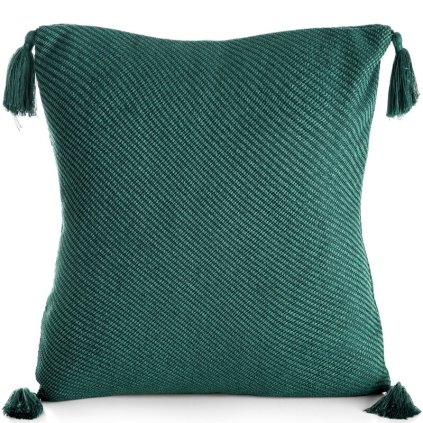 Zelená obliečka na vankúš so strapcami POLY 45x45 cm