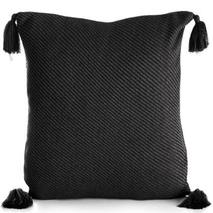 Čierna obliečka na vankúš so strapcami POLY 45x45 cm