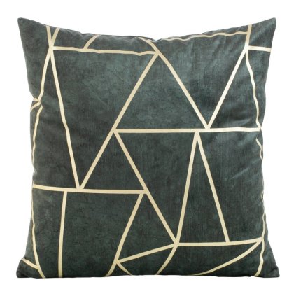 Mentolová zamatová obliečka na vankúš so zlatou geometrickou potlačou MOLY 45x45 cm